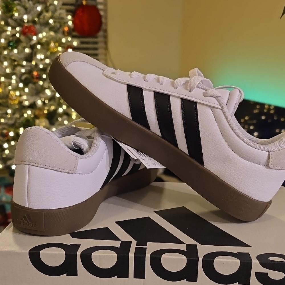 Adidas Men's White and Black VL Court 2.0 Shoes Mens Size 6 Or Womens 8 - Picture 4 of 4